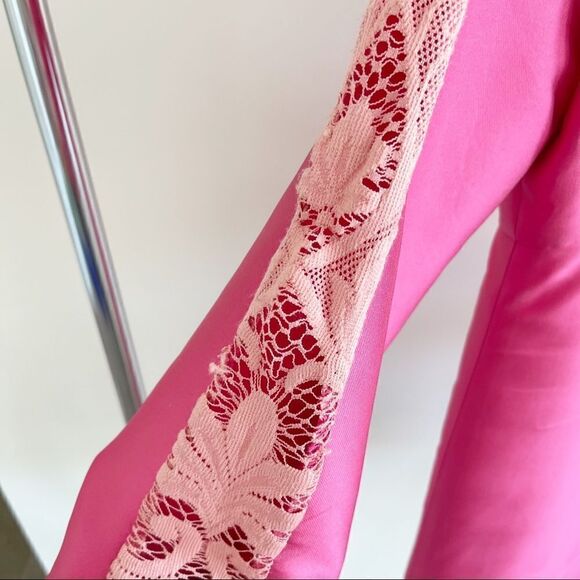 Lelarose Pink Silk Empire Mini Dress Taffeta 14 - Picture 4 of 12